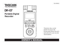 Tascam DR-07 - Owners Manual 